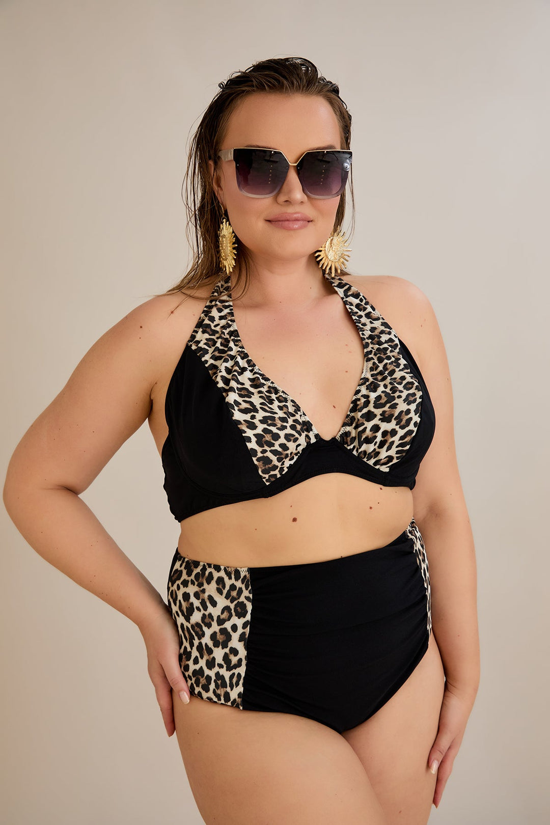 Kupaći kostim s naborom u leopard printu