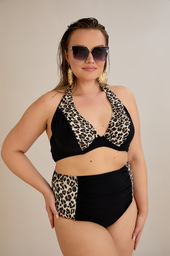 Kupaći kostim s naborom u leopard printu