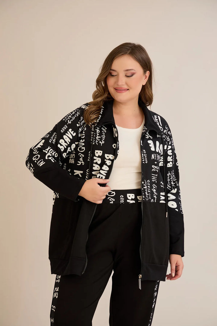 Pamučni ženski komplet od dva dijela s modernim printom