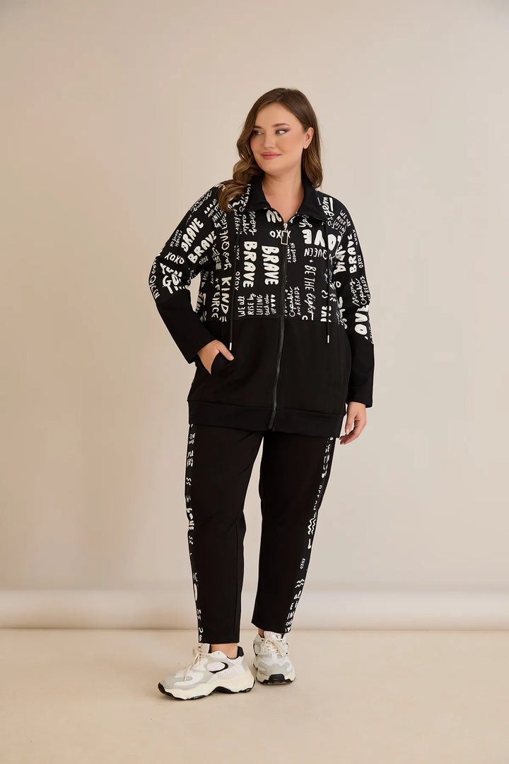 Pamučni ženski komplet od dva dijela s modernim printom