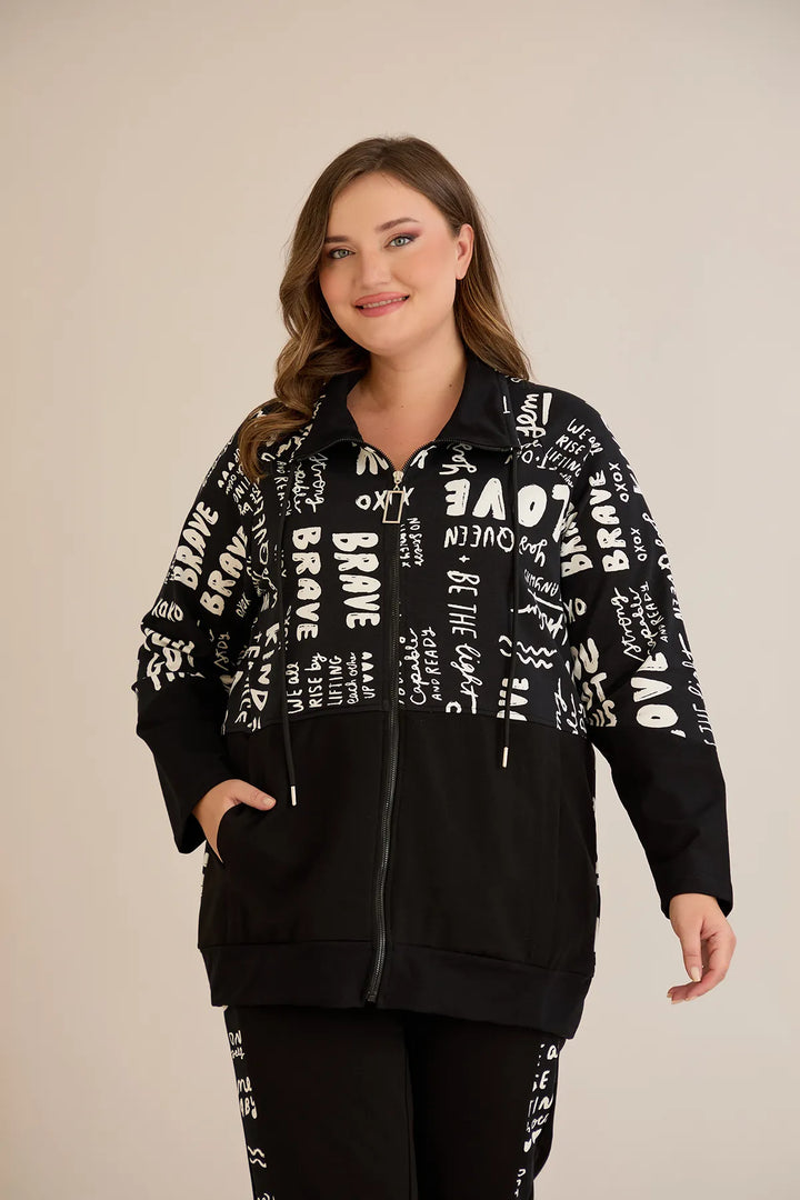 Pamučni ženski komplet od dva dijela s modernim printom