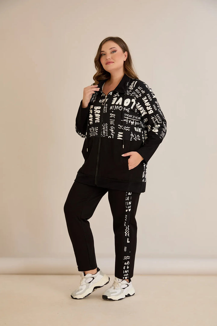 Pamučni ženski komplet od dva dijela s modernim printom