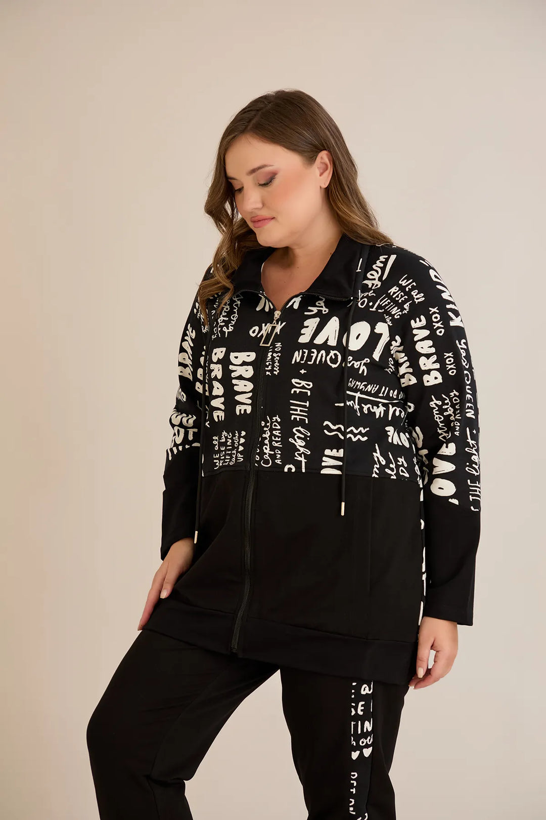 Pamučni ženski komplet od dva dijela s modernim printom