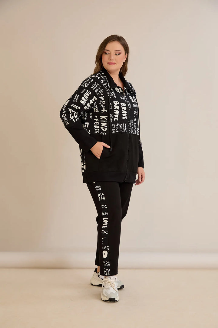 Pamučni ženski komplet od dva dijela s modernim printom