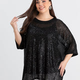 Ležerna bluza s raglan rukavima od šljokica – Bright Night