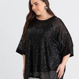 Ležerna bluza s raglan rukavima od šljokica – Bright Night