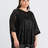 Ležerna bluza s raglan rukavima od šljokica – Bright Night