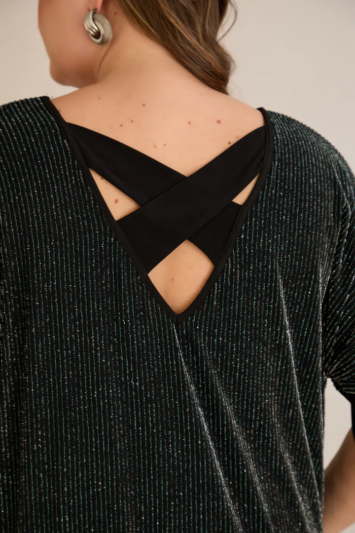 Elegantan rebrasti set sa upečatljivim leđima u tamnozelenoj