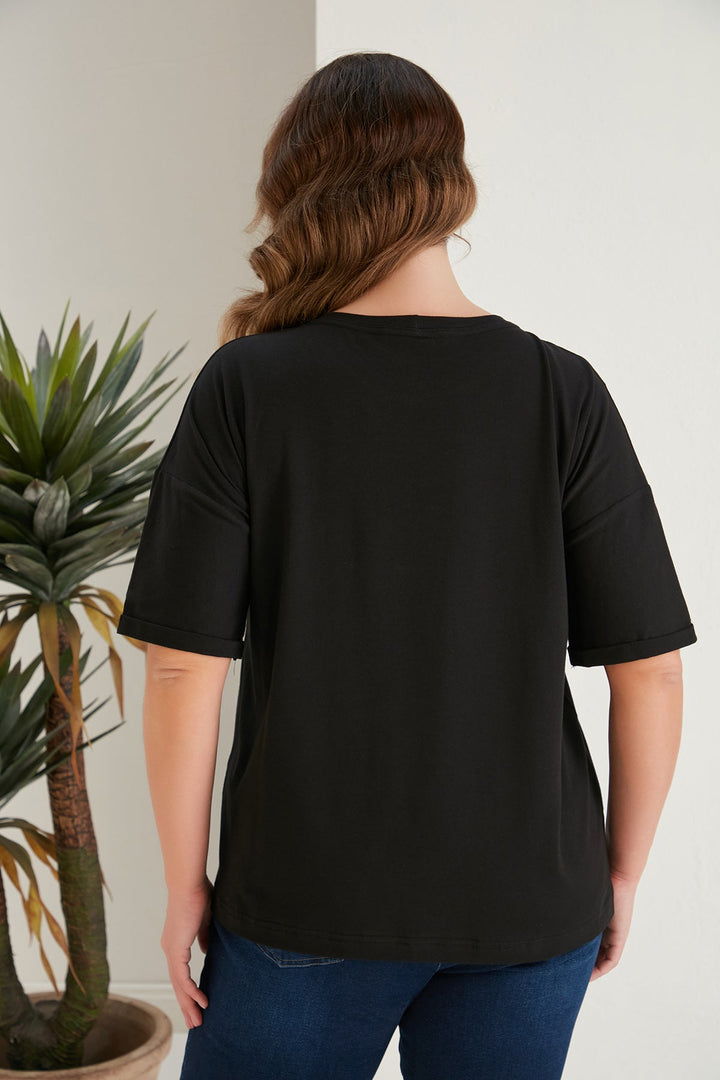 Памучен тишърт Класик - черен - My Store