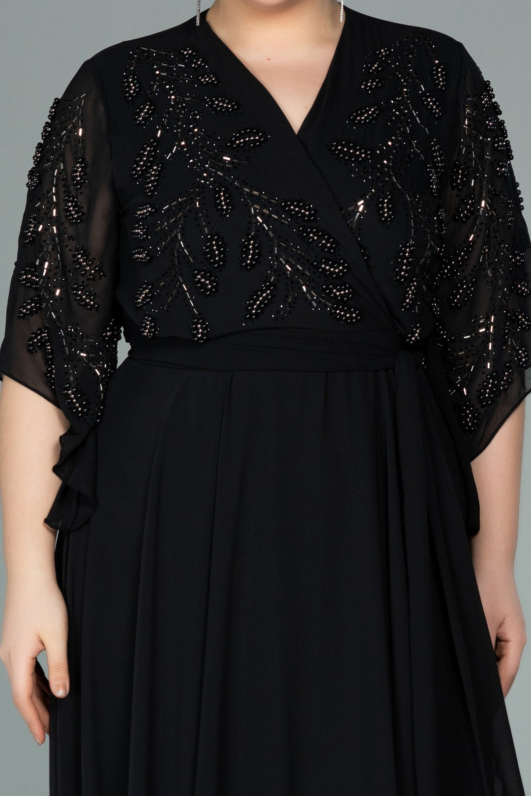 Duga vjenčanica od šifona s kamenčićima - crna N2071 - My Store