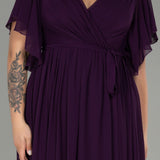 Embrace Me Neck Long svečana haljina od šifona - tamnoljubičasta N3276 - Moja trgovina