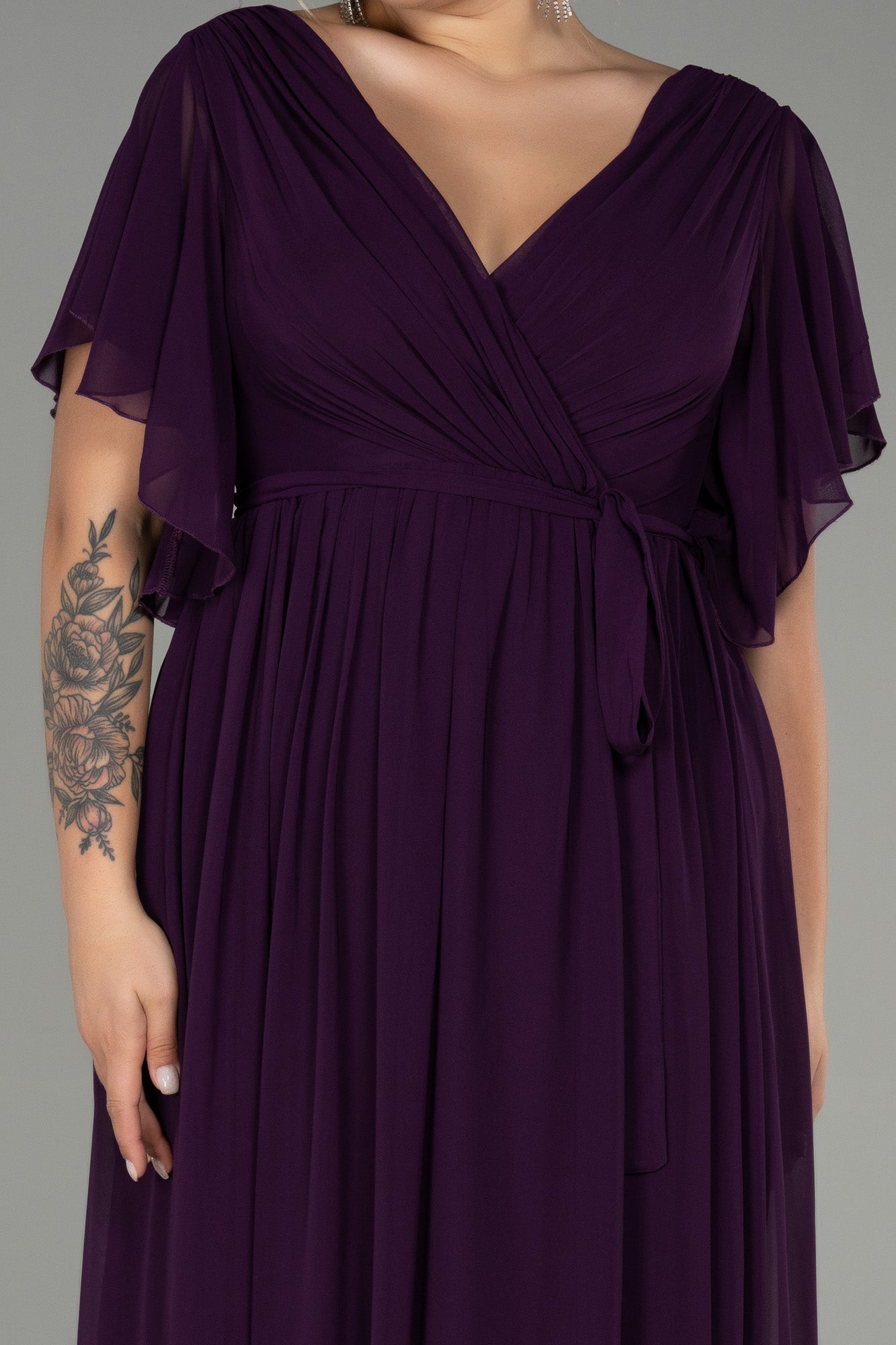 Embrace Me Neck Long svečana haljina od šifona - tamnoljubičasta N3276 - Moja trgovina