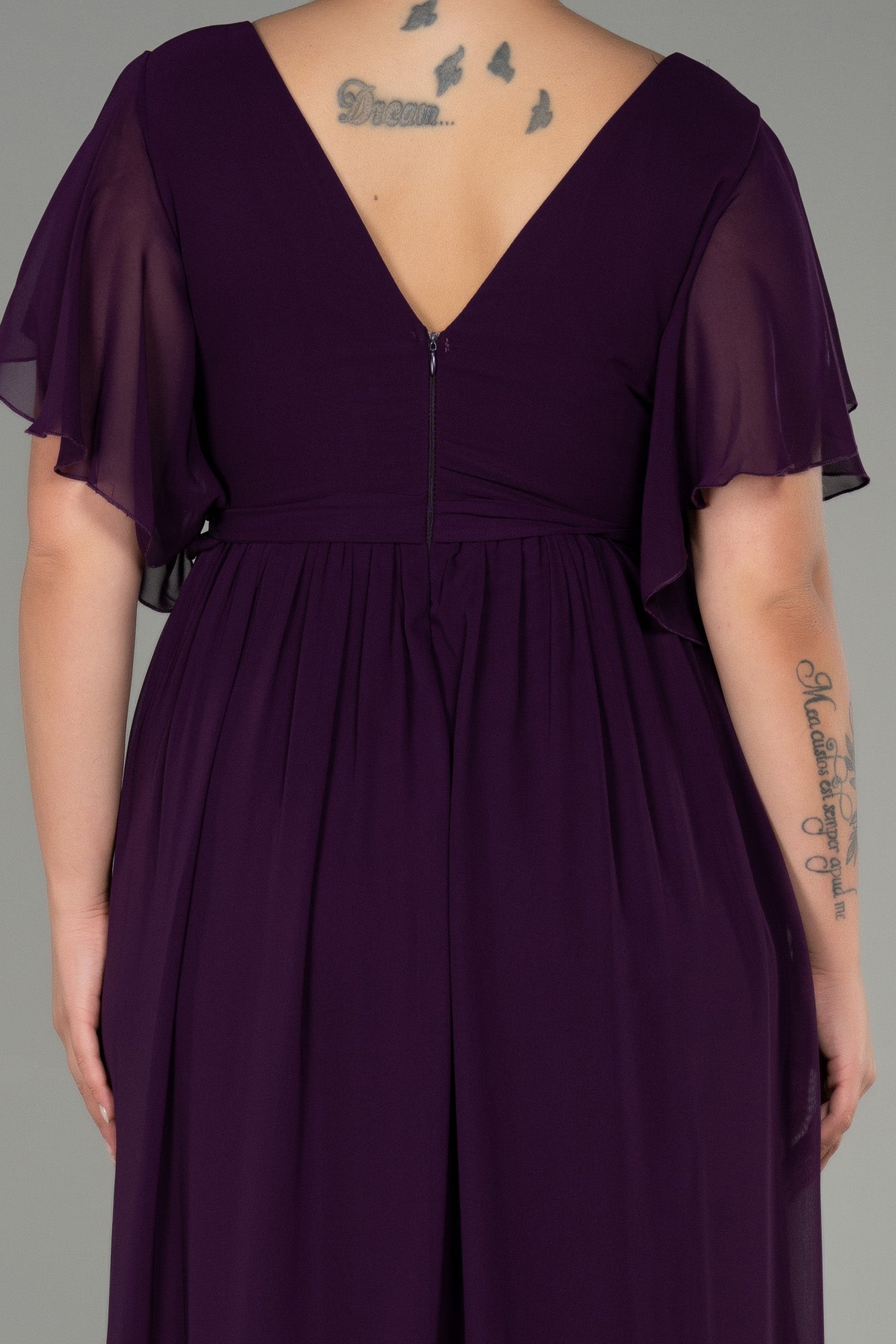 Embrace Me Neck Long svečana haljina od šifona - tamnoljubičasta N3276 - Moja trgovina