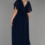 Embrace Me Neck Duga vjenčanica od šifona - tamno plava N3276 - Moja trgovina