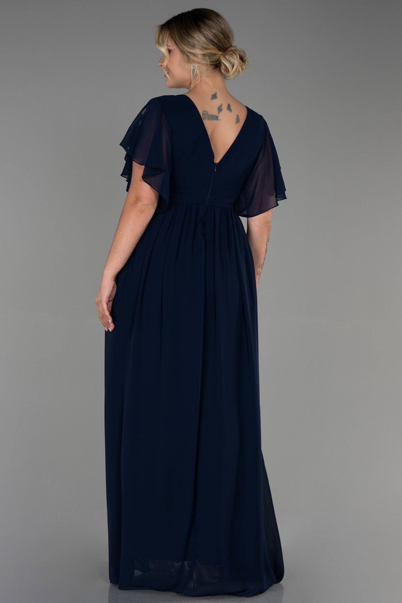 Embrace Me Neck Duga vjenčanica od šifona - tamno plava N3276 - Moja trgovina