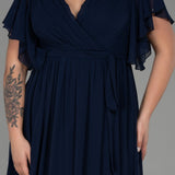 Embrace Me Neck Duga vjenčanica od šifona - tamno plava N3276 - Moja trgovina