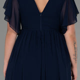 Embrace Me Neck Duga vjenčanica od šifona - tamno plava N3276 - Moja trgovina