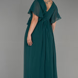 Embrace Me Neck Duga vjenčanica od šifona - smaragdno zelena N3276 - My Store