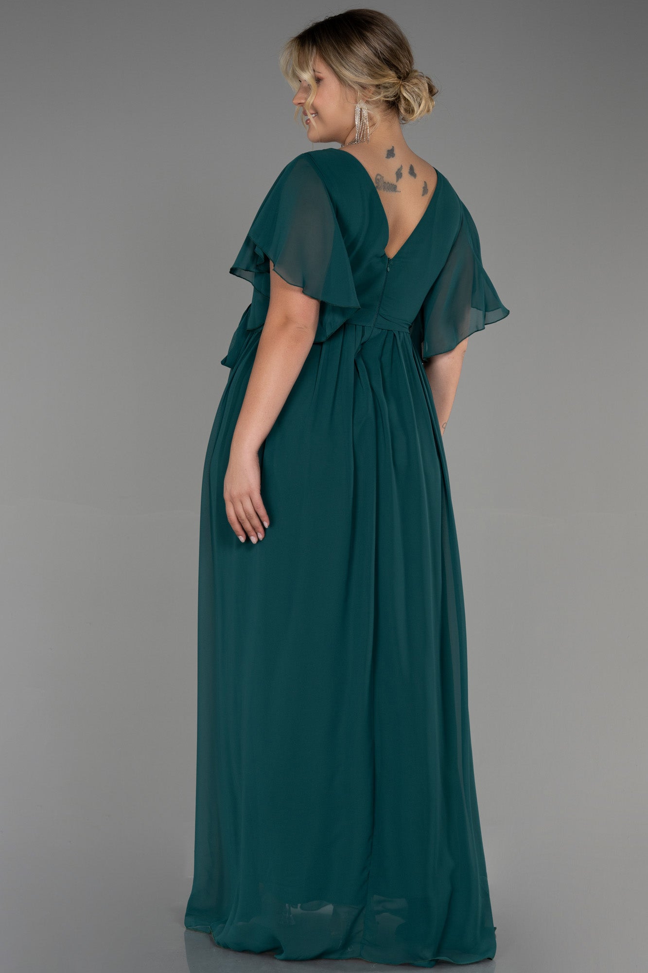 Embrace Me Neck Duga vjenčanica od šifona - smaragdno zelena N3276 - My Store
