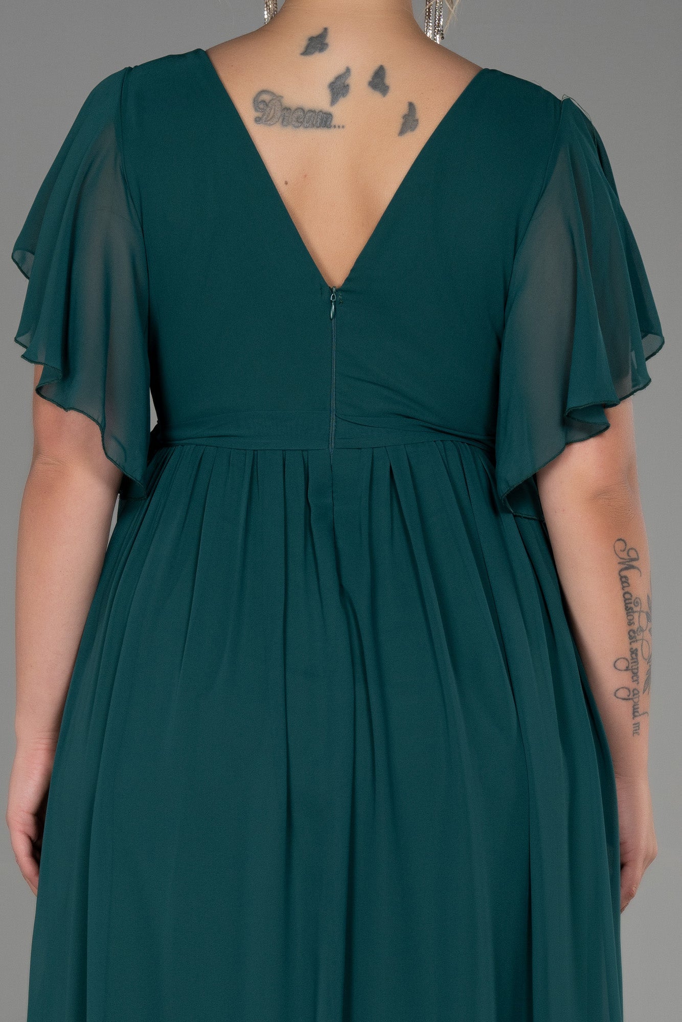 Embrace Me Neck Duga vjenčanica od šifona - smaragdno zelena N3276 - My Store