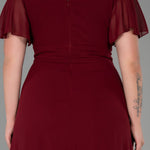 Duga vjenčanica od šifona s vezom - bordo N2308 - My Store