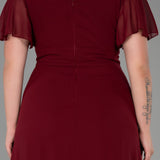 Duga vjenčanica od šifona s vezom - bordo N2308 - My Store