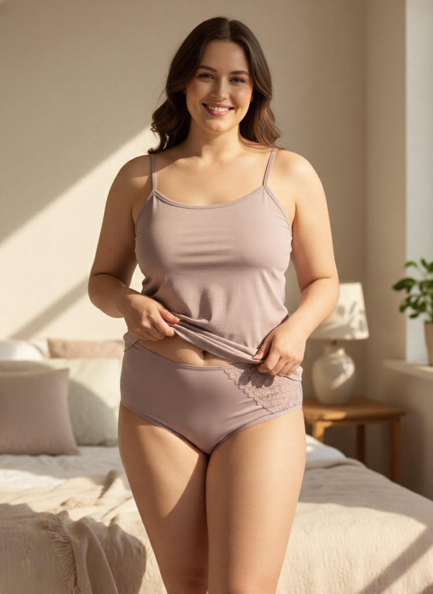 Pamučna potkošulja s tankim naramenicama u boji pudera