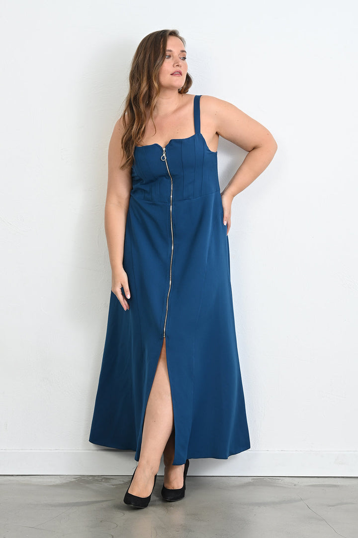 Maxi haljina s patentnim zatvaračem - Plava