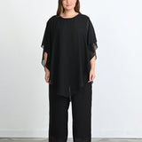 Elegantan 2-dijelni set od šifona - Crna