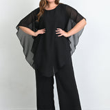 Elegantan 2-dijelni set od šifona - Crna