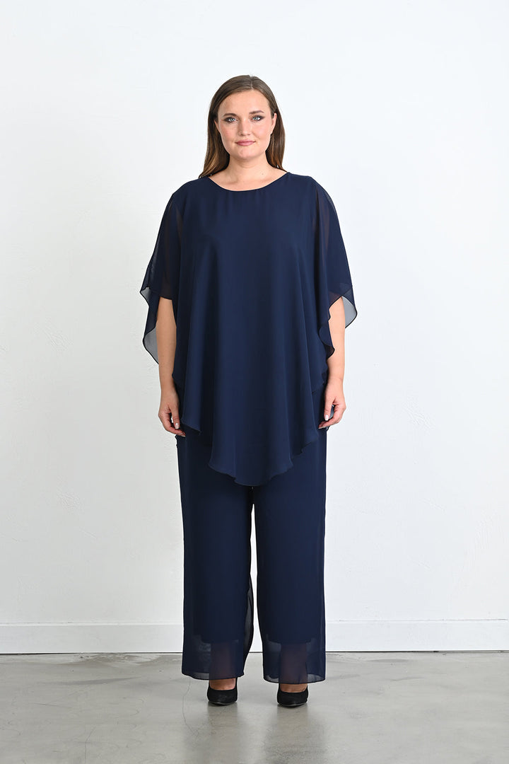 Elegantan 2-dijelni set od šifona - Tamnoplavi