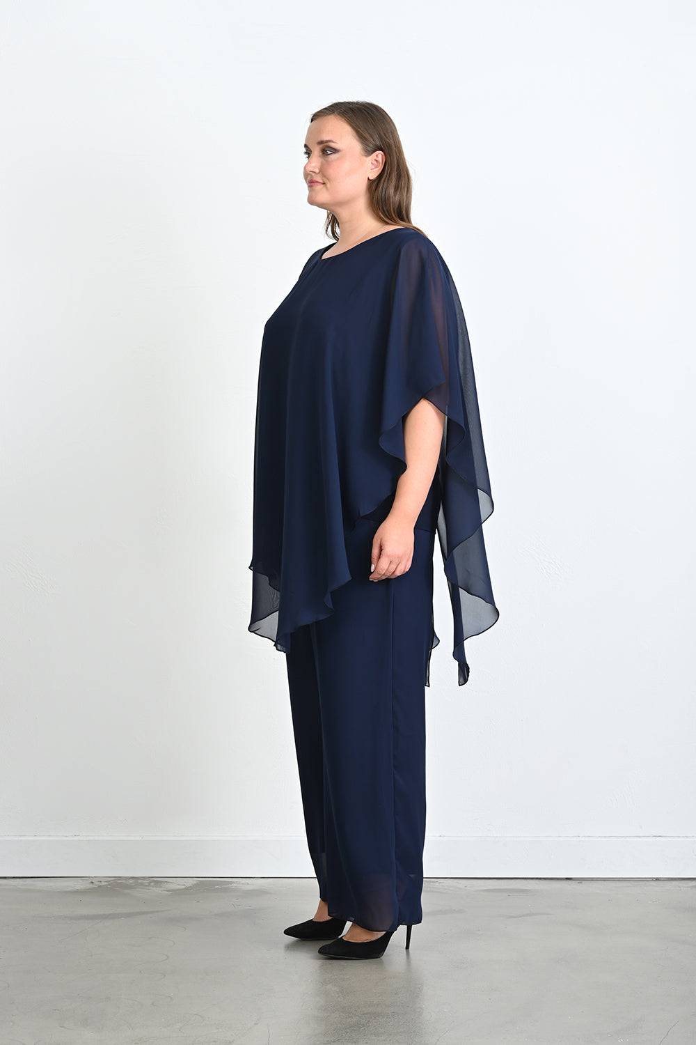 Elegantan 2-dijelni set od šifona - Tamnoplavi