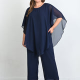 Elegantan 2-dijelni set od šifona - Tamnoplavi