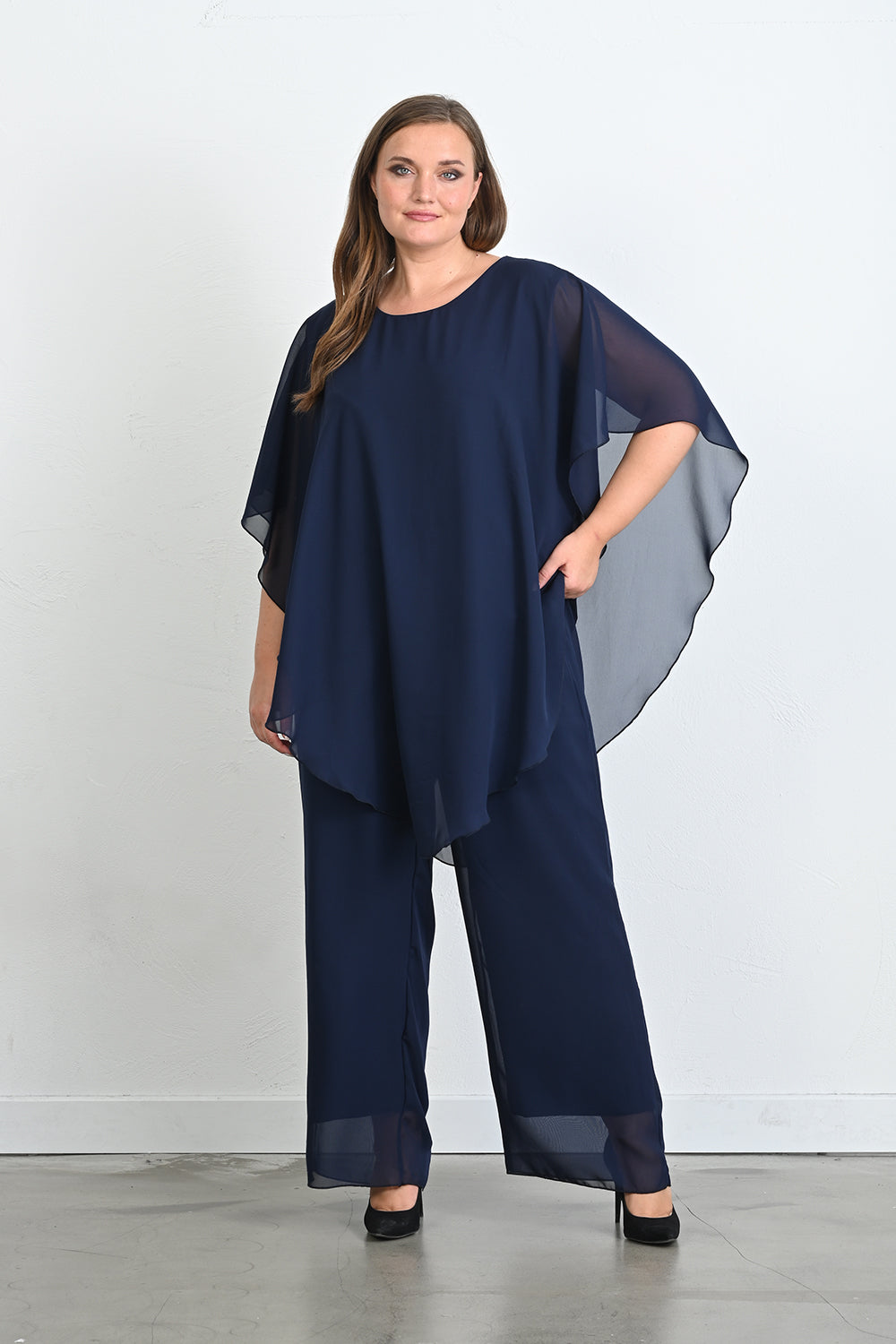 Elegantan 2-dijelni set od šifona - Tamnoplavi