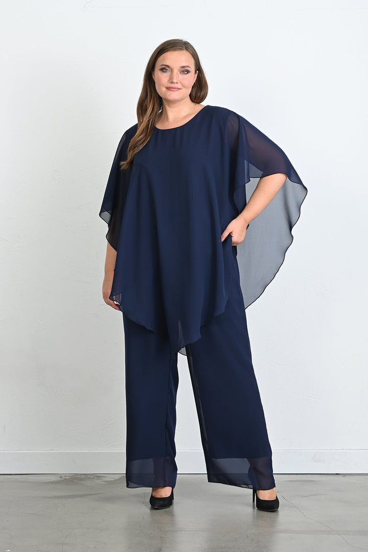 Elegantan 2-dijelni set od šifona - Tamnoplavi
