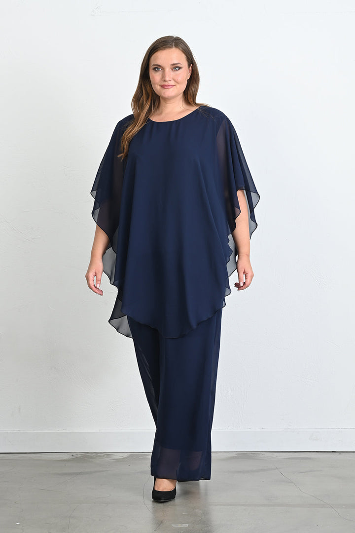 Elegantan 2-dijelni set od šifona - Tamnoplavi