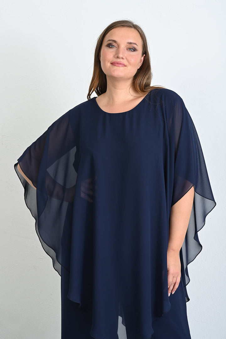 Elegantan 2-dijelni set od šifona - Tamnoplavi