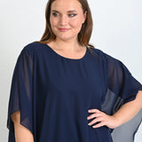 Elegantan 2-dijelni set od šifona - Tamnoplavi