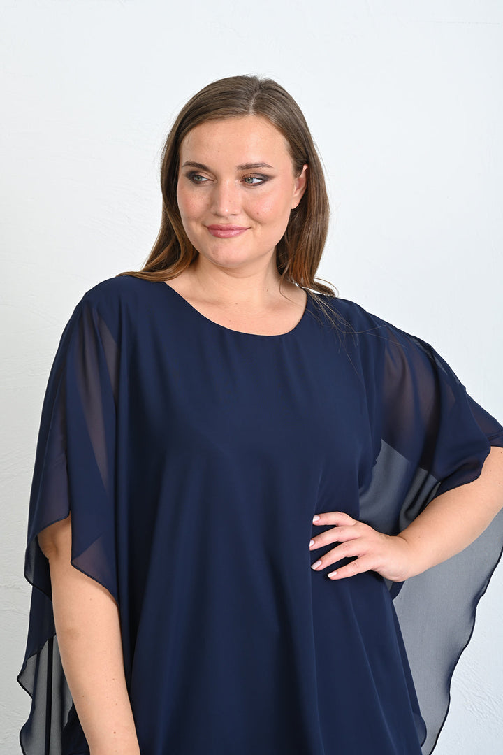Elegantan 2-dijelni set od šifona - Tamnoplavi