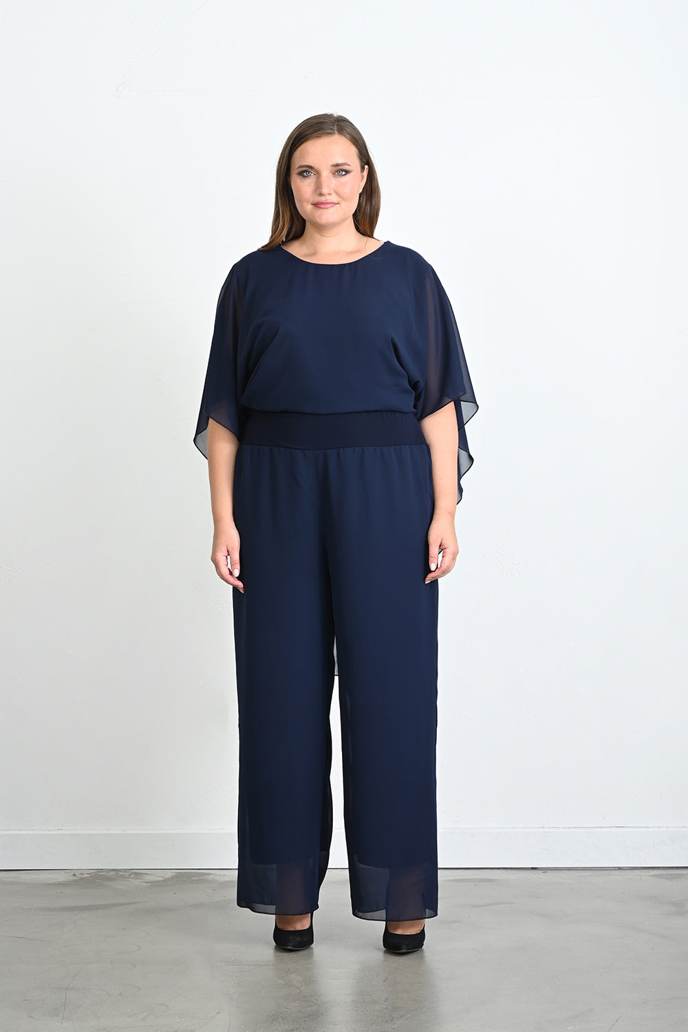 Elegantan 2-dijelni set od šifona - Tamnoplavi
