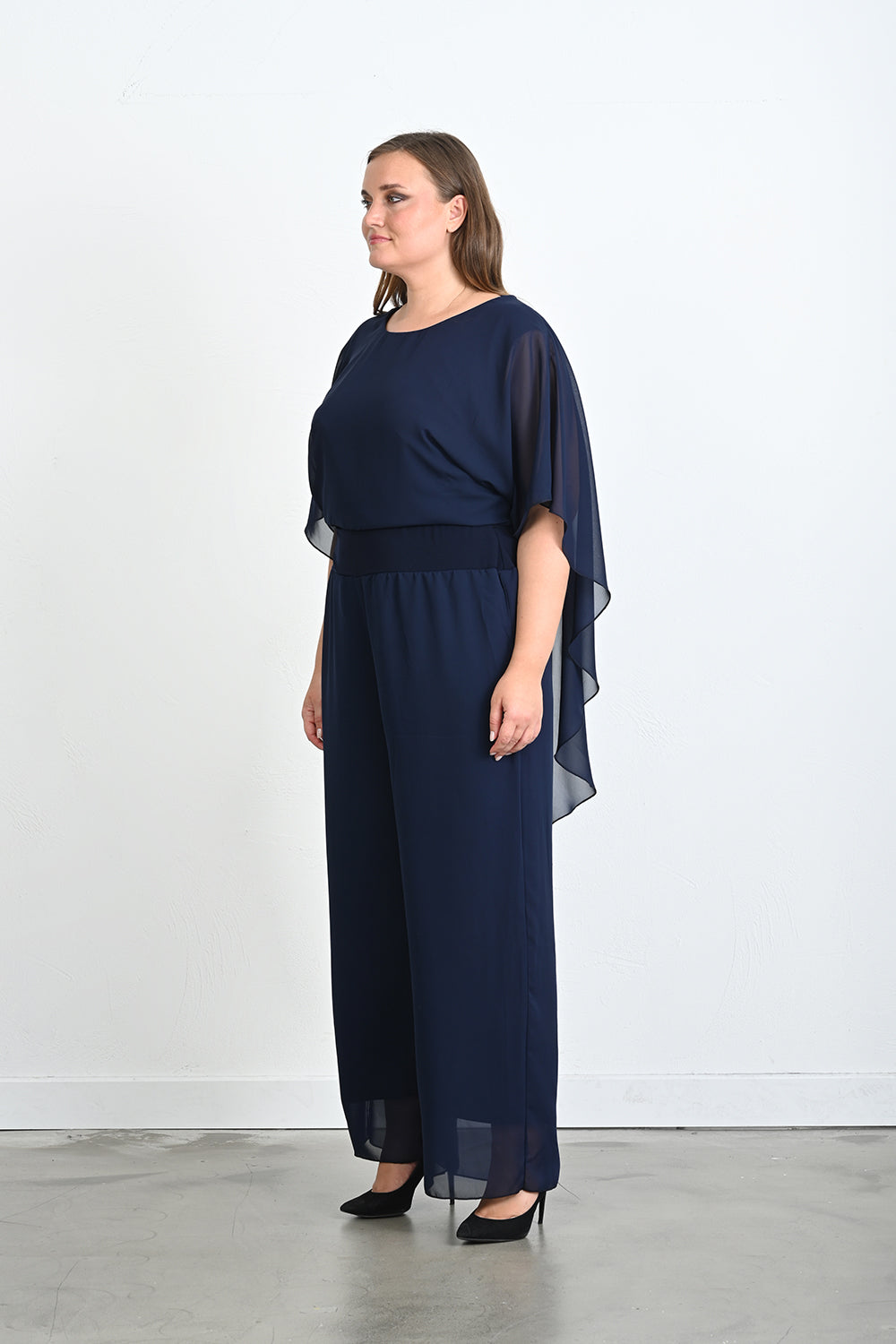 Elegantan 2-dijelni set od šifona - Tamnoplavi