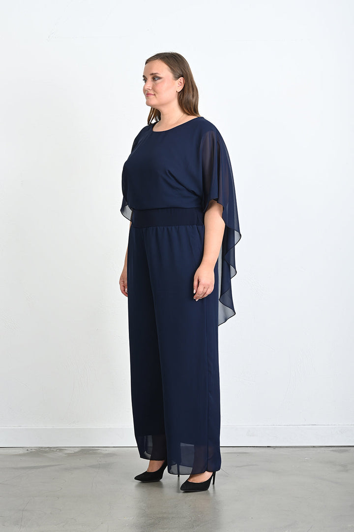 Elegantan 2-dijelni set od šifona - Tamnoplavi
