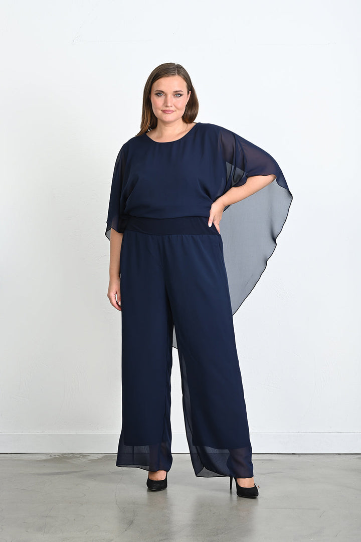 Elegantan 2-dijelni set od šifona - Tamnoplavi