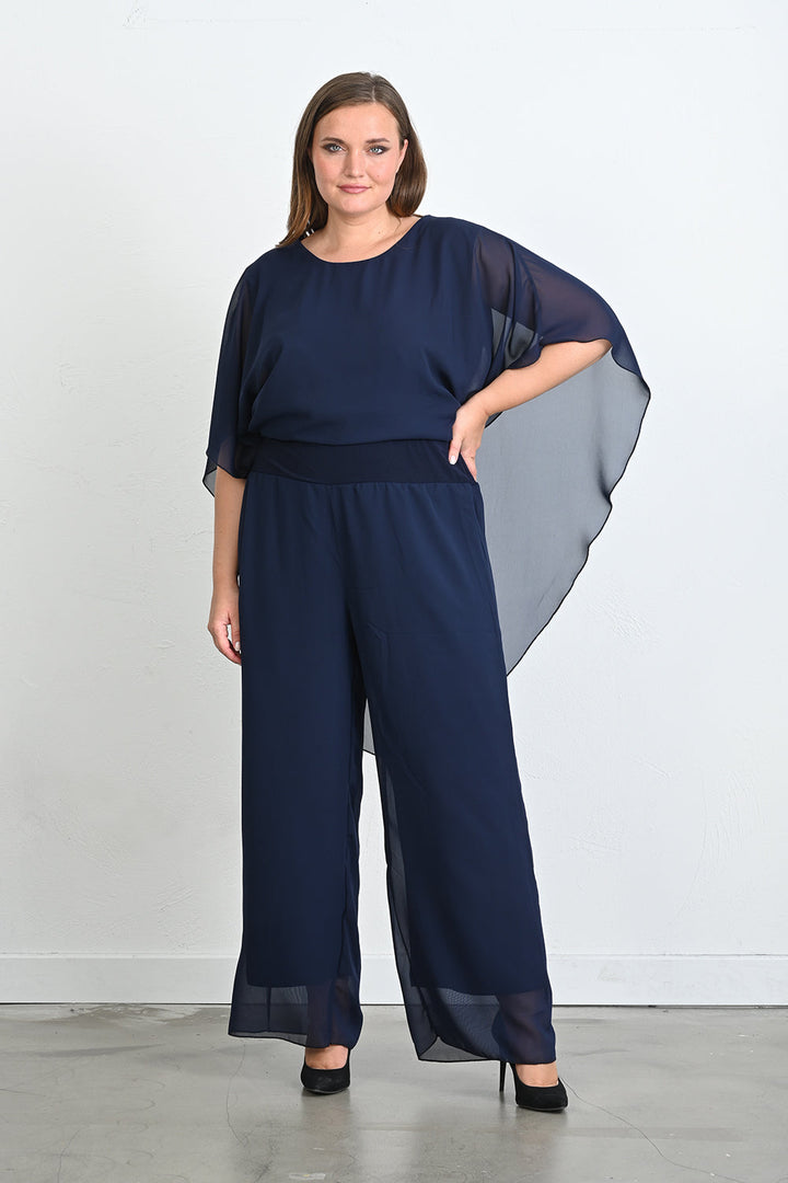 Elegantan 2-dijelni set od šifona - Tamnoplavi