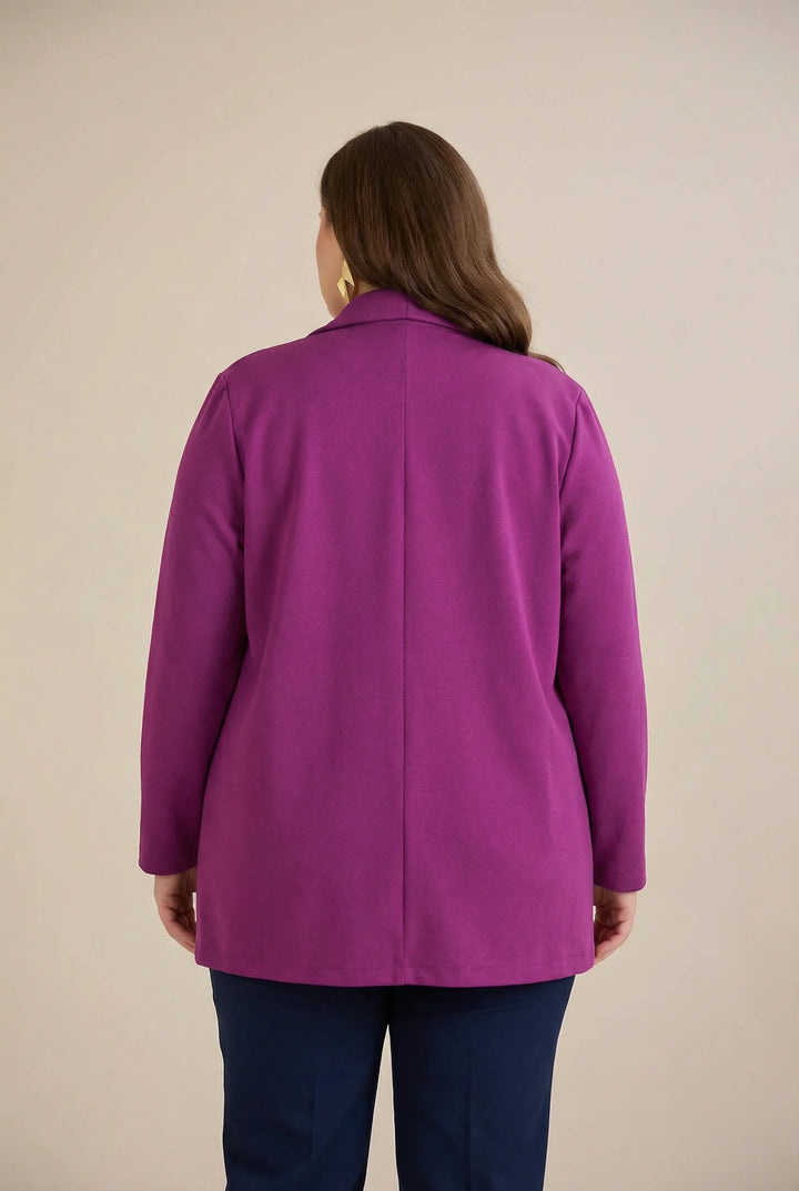 Sportsko-elegantni blejzer bez kopčanja – fuksija | veće veličine