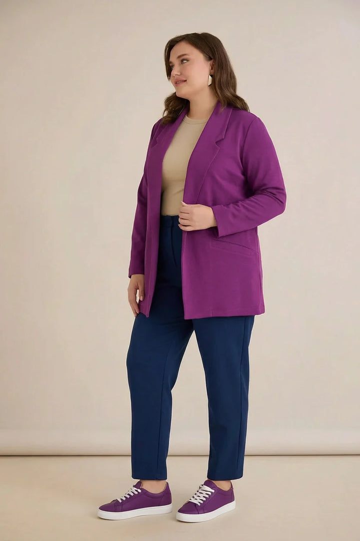 Sportsko-elegantni blejzer bez kopčanja – fuksija | veće veličine
