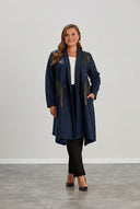 Dugi kardigan s eko-kožnim detaljima - Tamno plava