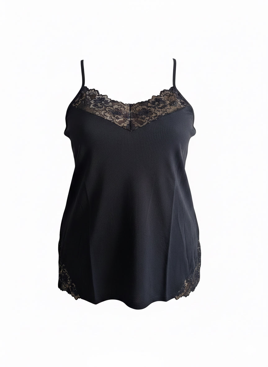 Pamučna potkošulja s čipkom i zlatnim akcentom