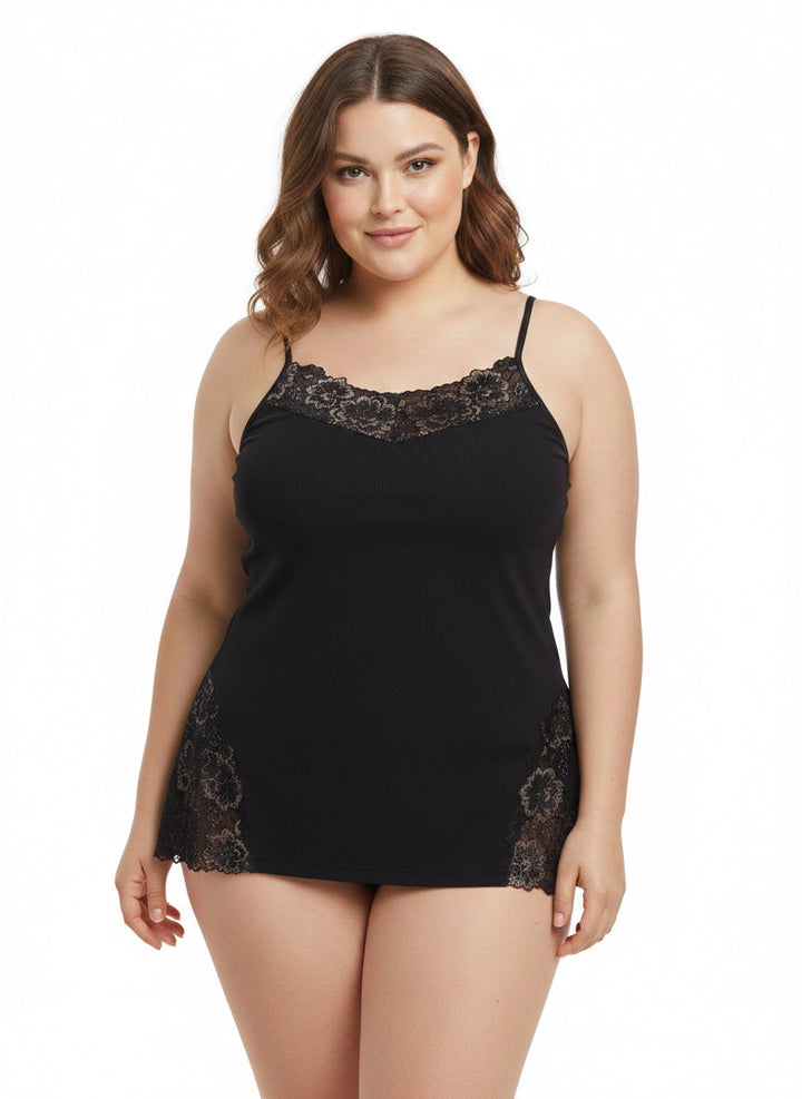 Pamučna potkošulja s čipkom i zlatnim akcentom