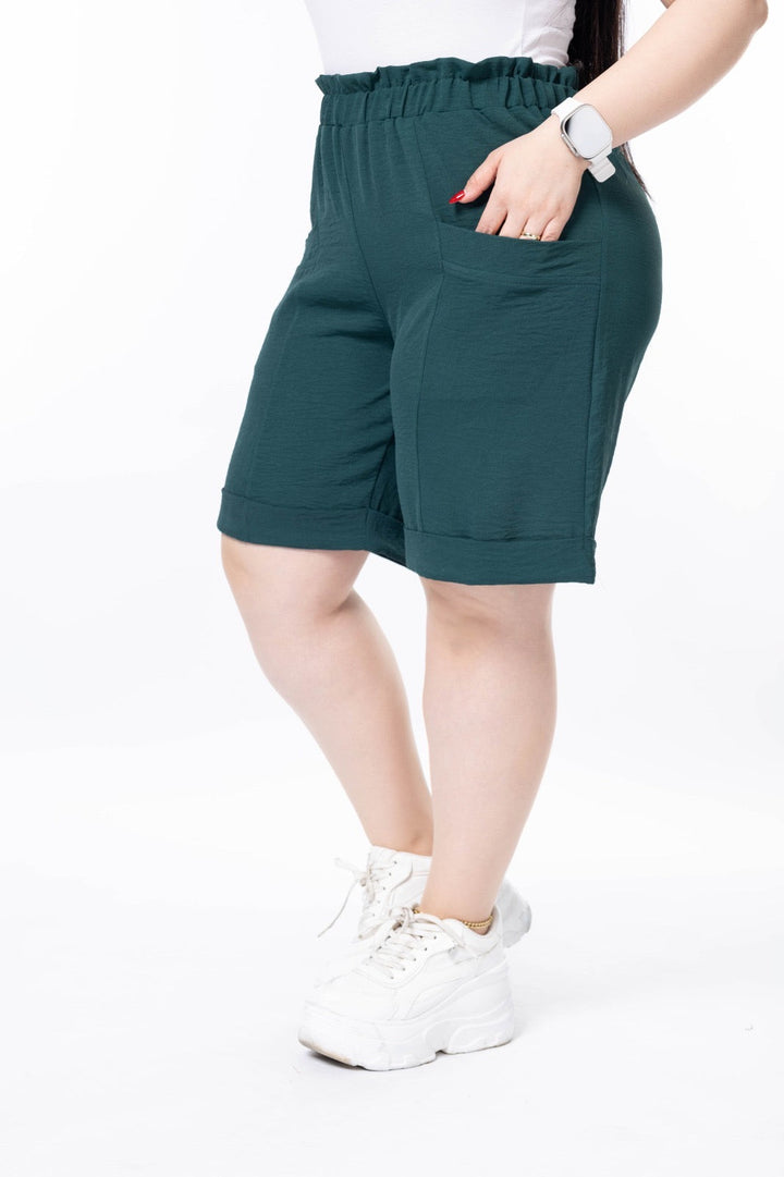 Kratke hlače s manšetom - Zelena
